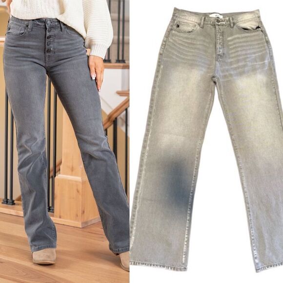 KanCan- Women’s Grey Wash Sienna High Rise Button Fly Boot Cut, Size 11/29 - Picture 1 of 11